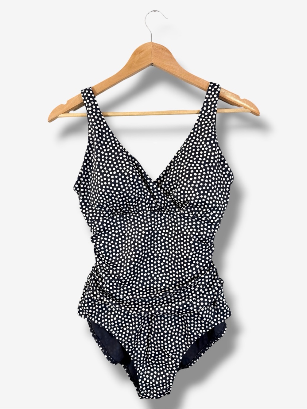 Boden Talamanca Swimsuit Size US 8R One Piece Navy White Polka Dot Resort Beach